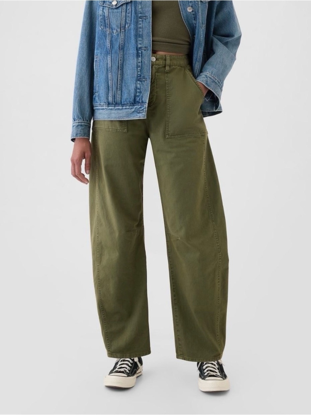 GAP Olive Green Wide-Leg Utility Jeans